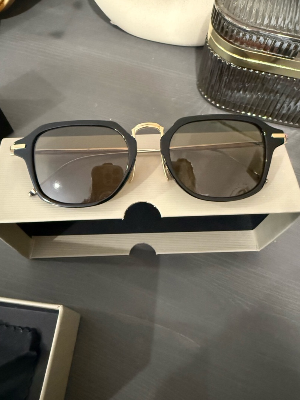 Thom Browne Black and Gold Sunglasses